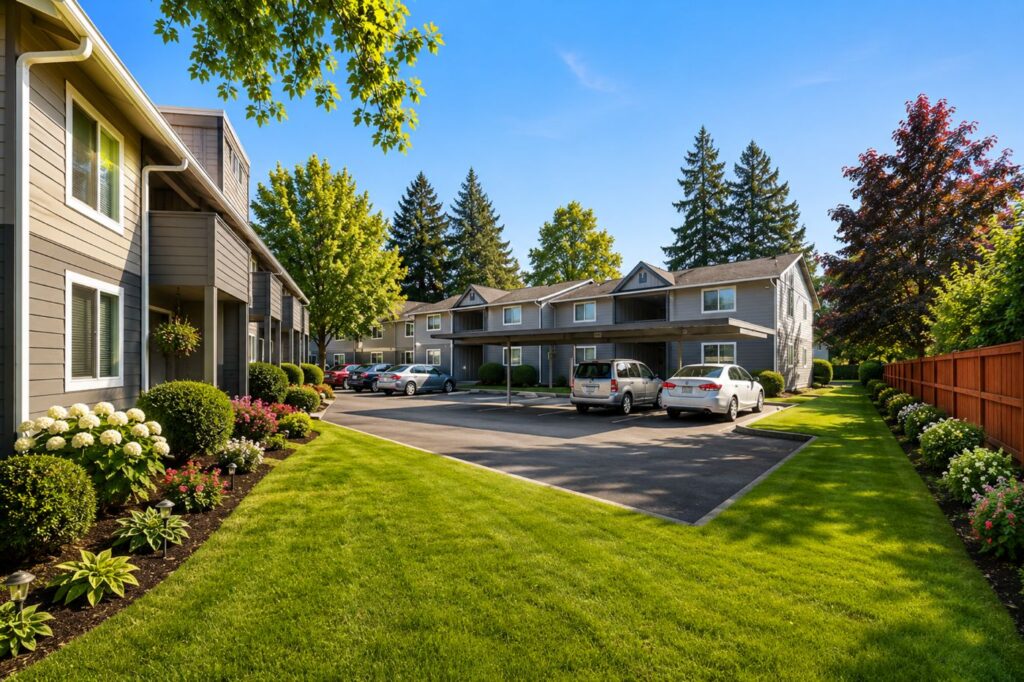 Covered parking carports at Sherwood Glen Apartments
